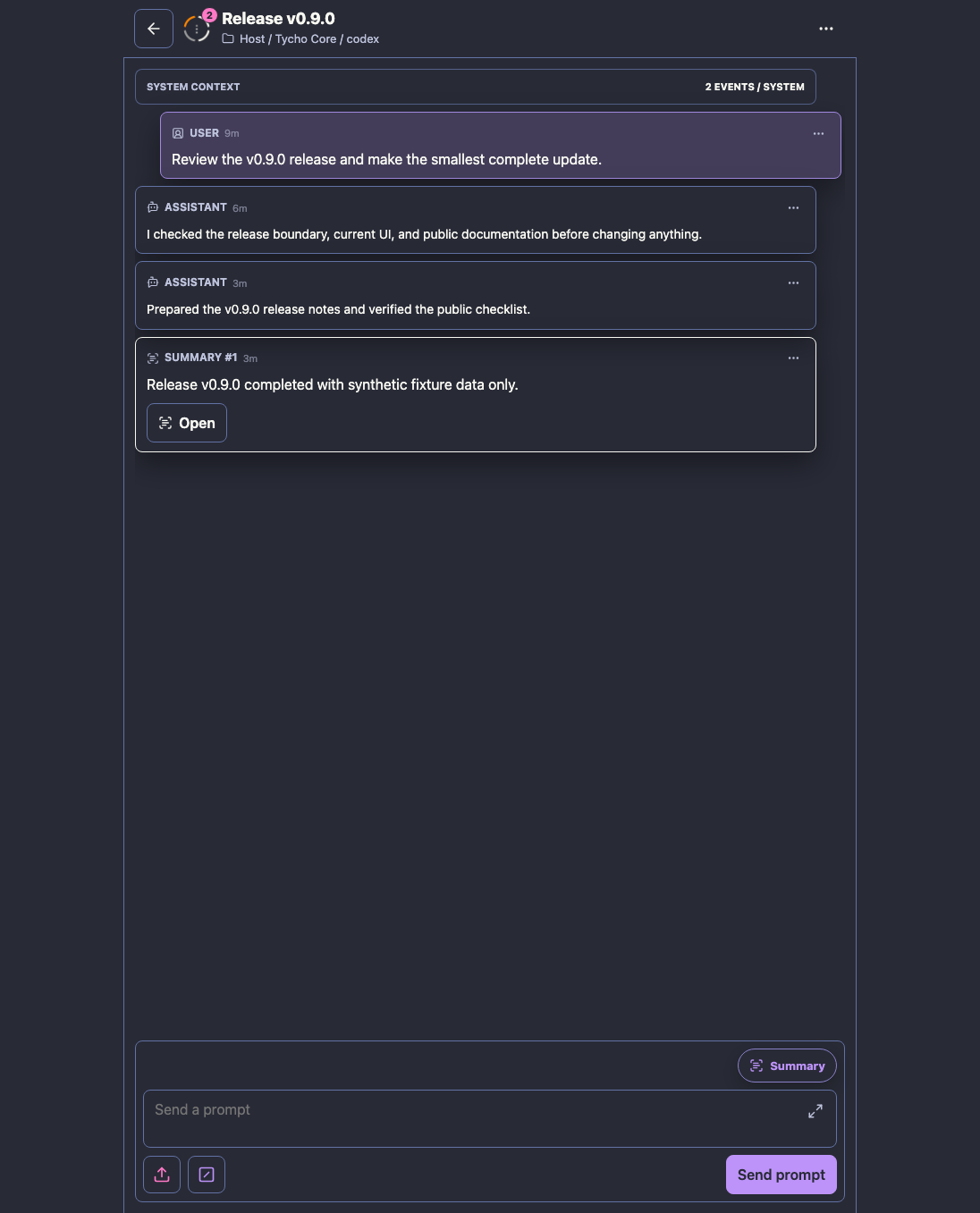 Tycho v0.9.0 Remote UI agent conversation and composer